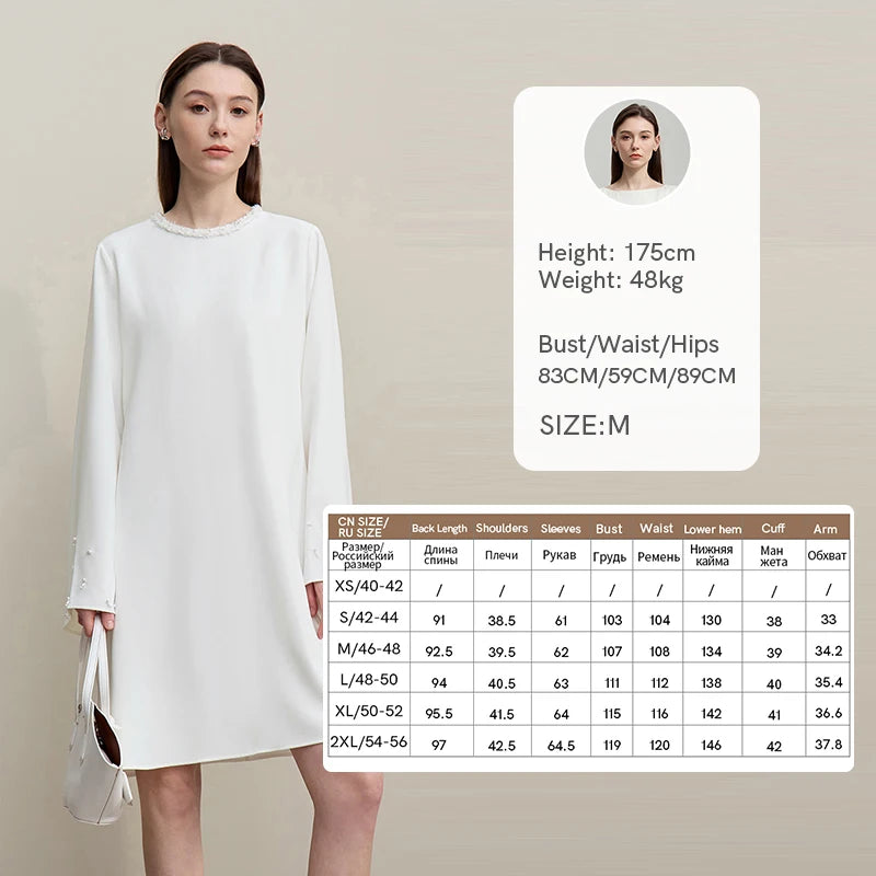 Elegantes Damen Midikleid Mit Glockenärmeln Und Perlenbesatz