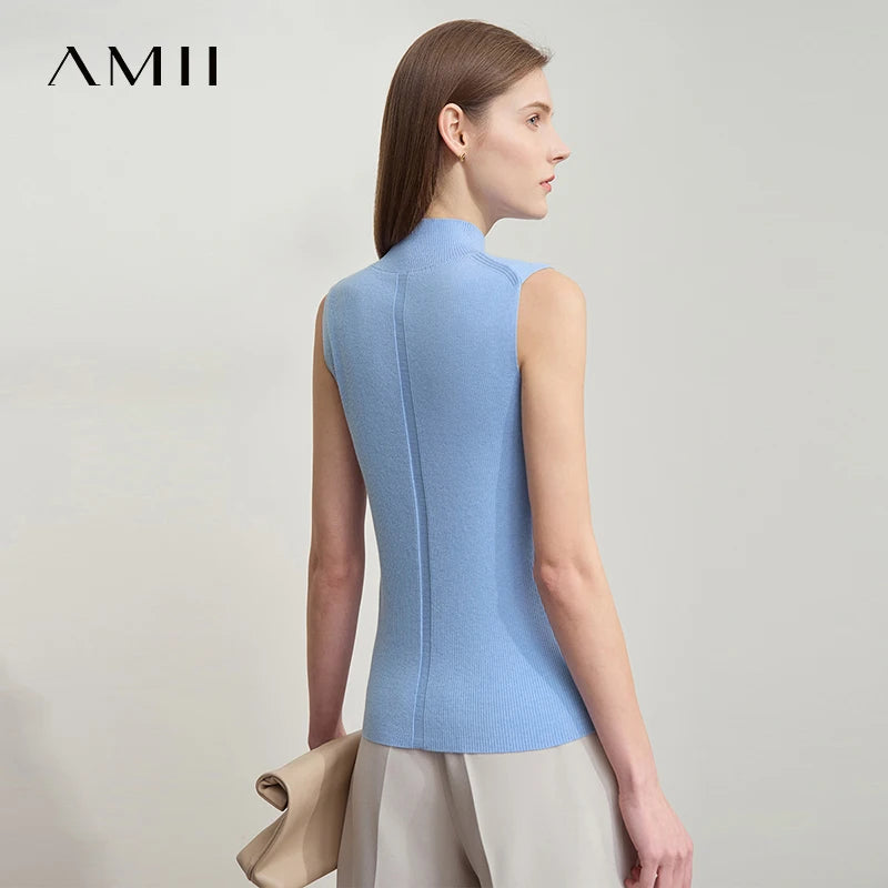 Ärmelloser Rollkragenpullover, hellblau, ärmellos, Rückenansicht