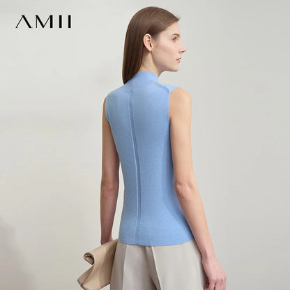 Ärmelloser Rollkragenpullover, hellblau, ärmellos, Rückenansicht