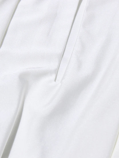 Minimalistisches A-Linien-Kleid mit U-Boot-Ausschnitt und hoher Taille – Patchwork-Design und figurbetonte Falten für Damen