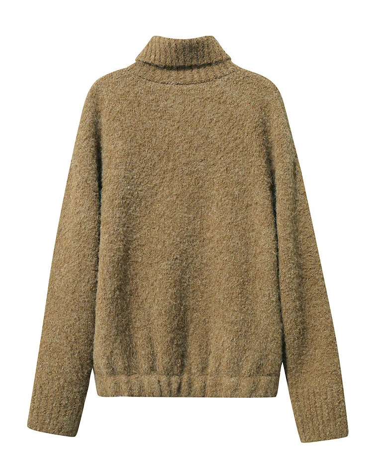 Damen-Rollkragenpullover locker Raglan Streetwear Winter