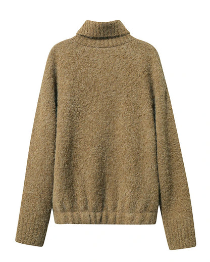 Damen-Rollkragenpullover locker Raglan Streetwear Winter