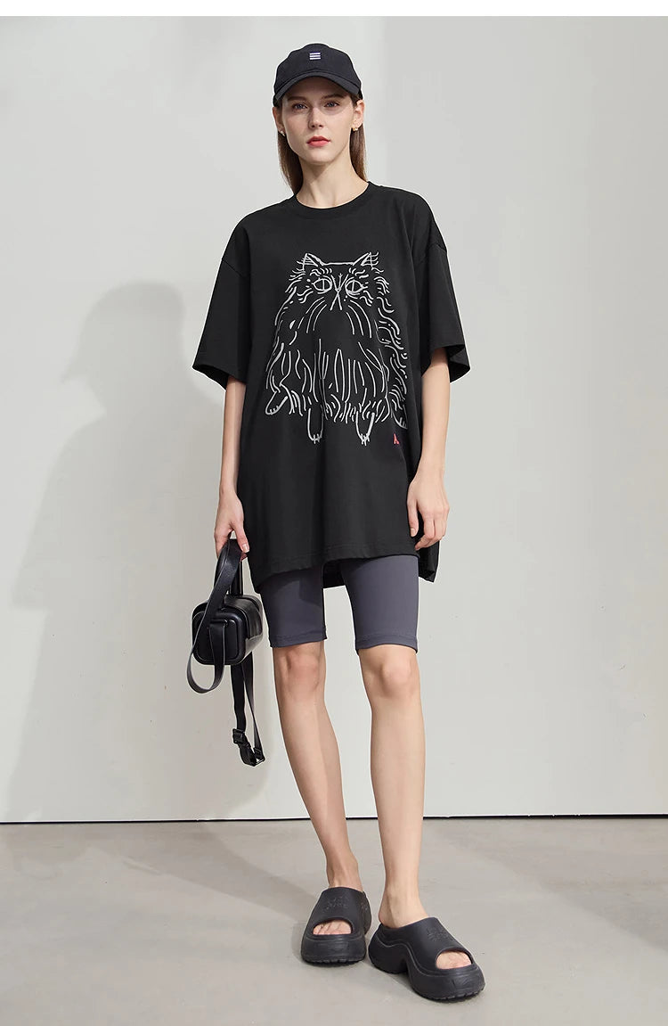 Damen T-Shirt mit Druck im lässigen Rundhals-Stil für das Büro