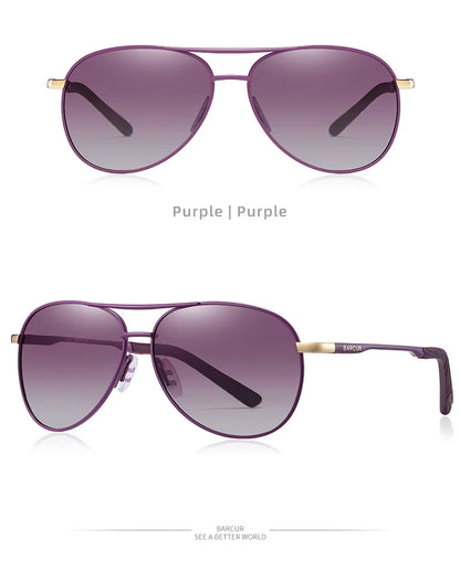 Damen-Sonnenbrille oval Edelstahl Pilot Farbverlauf polarisiert Spiegel