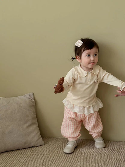 Mädchen Hemd mit süßem 3D Bunny und Kragen für Kinder von 9M bis 5T