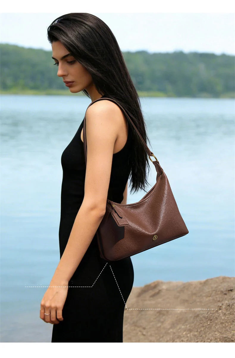 Damen Hobo Tasche Aus Echtem Leder Im Vintage Stil Mit Großer Kapazität
