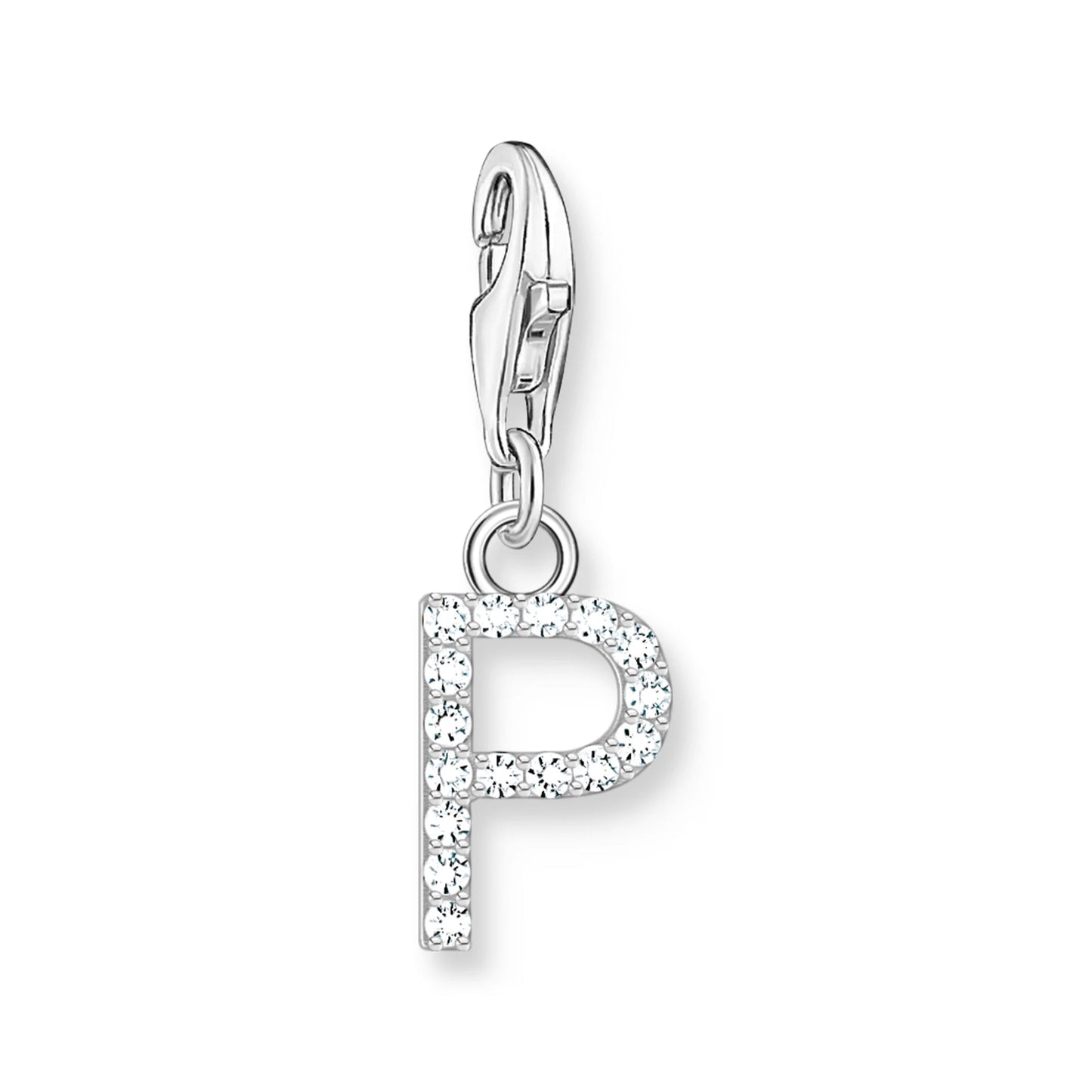 Damen-Charm-Anhänger Buchstaben weißer Stein klassisch aus Sterlingsilber