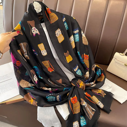 Damen Baumwollschal Tierprint Hijab weich Foulard Pashmina Bandana Kopftuch