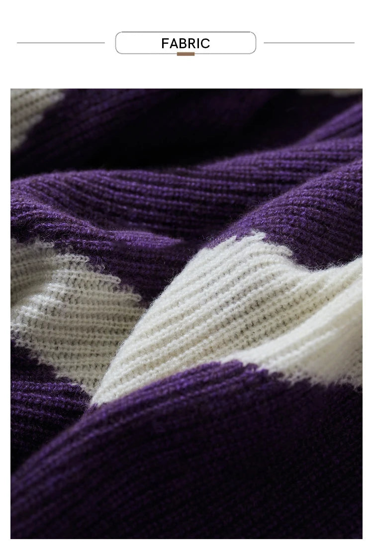 Damen-Rundhalspullover Wolle Yak asymmetrisch Patchwork locker Winter