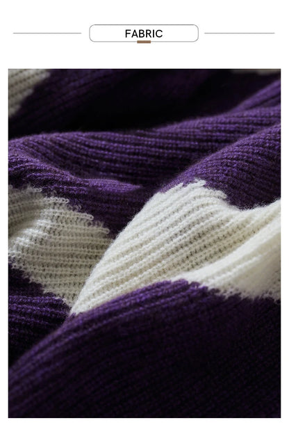 Damen-Rundhalspullover Wolle Yak asymmetrisch Patchwork locker Winter