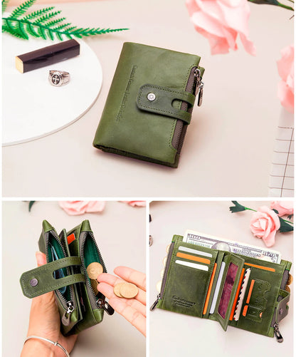 Damen Echtleder Geldbörse Bifold Vintage Kartenhalter Münzfach Geldclip