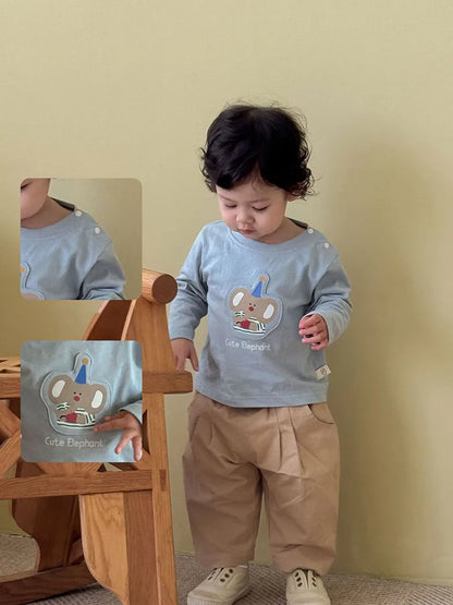 Mädchen T-Shirt im koreanischen Stil mit niedlichem Cartoon-Hundedesign