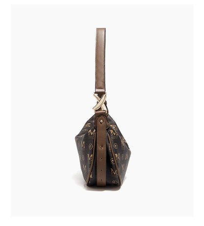 Damen Schultertasche aus PVC-Leder im Retro-Hobo-Stil mit großem Fassungsvermögen
