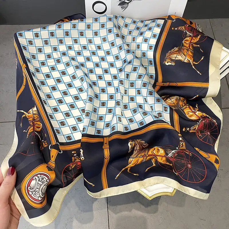 Damen Seidenschal 70cm Frühling Halstuch Krawatte Hijab Haarband Bandana Wrap