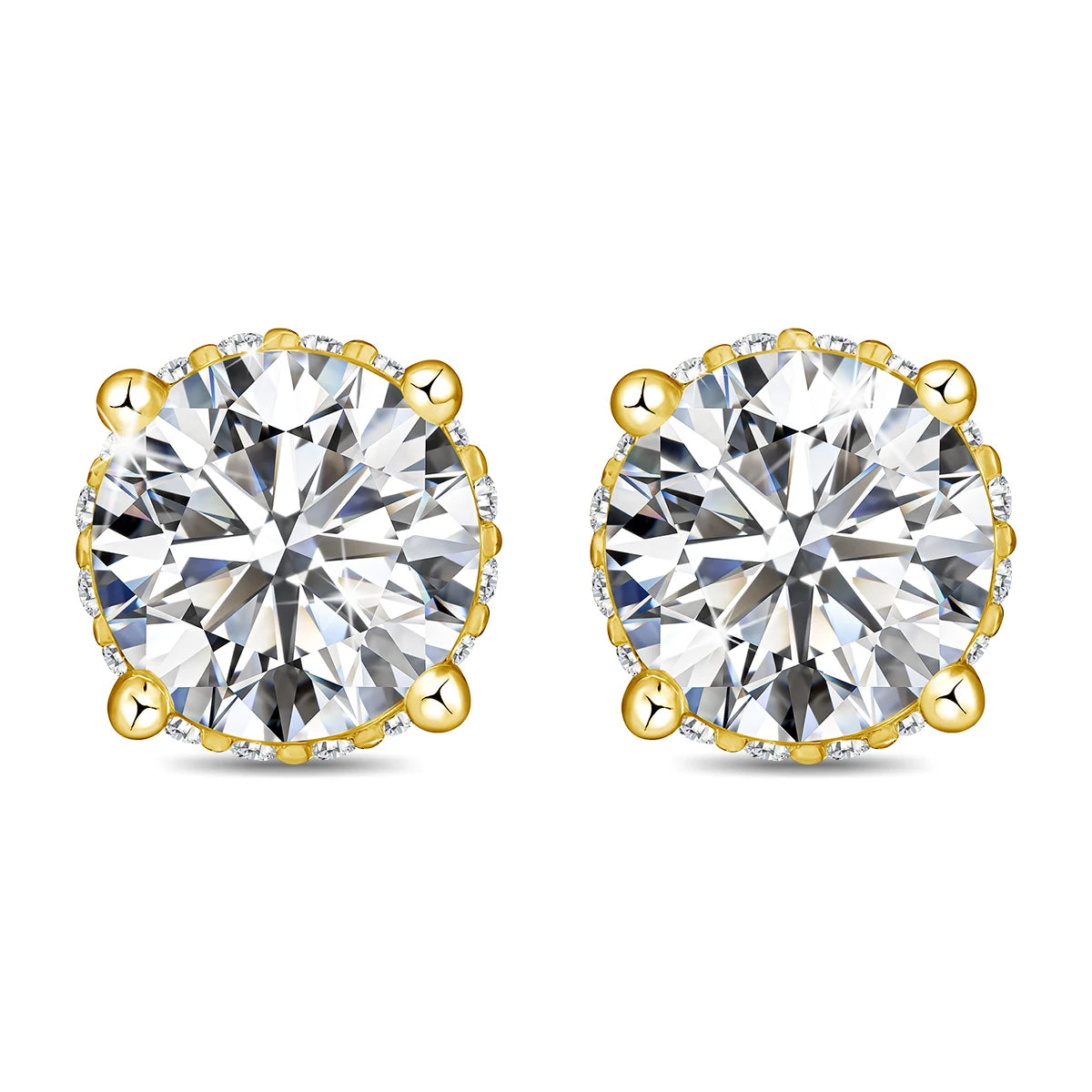 Damen-Ohrstecker Moissanit Rund aus 925 Sterling Silber Schmuck für Hochzeit Glanz