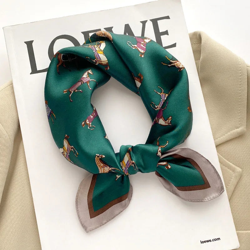 Damen Seidenschal bedruckt Frühling Halstuch Kopftuch Haarband Hijab Bandana