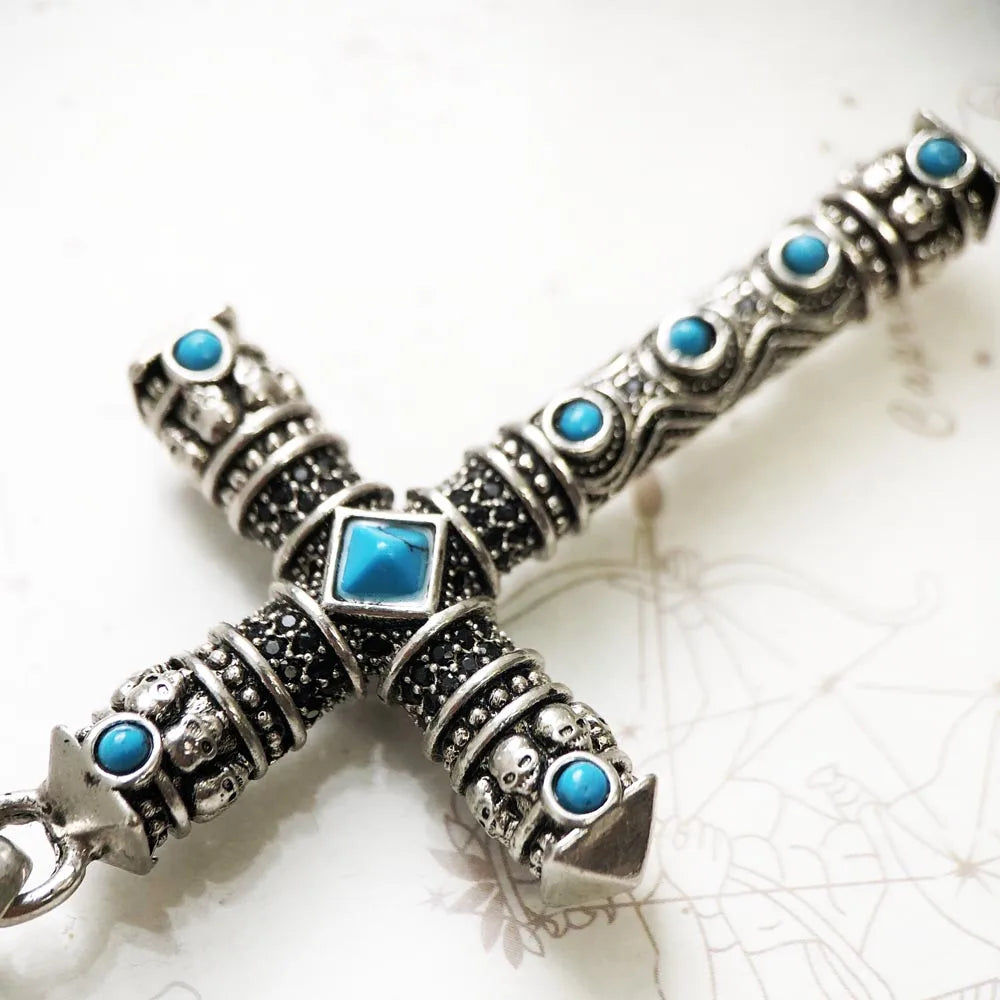 Damen-Charm-Anhänger Kreuz und Krone majestätisch aus Sterlingsilber