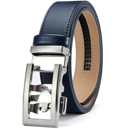 Herren Echtleder-Gürtel Hohles Muster Automatik-Schnalle Unisex 3,5 cm