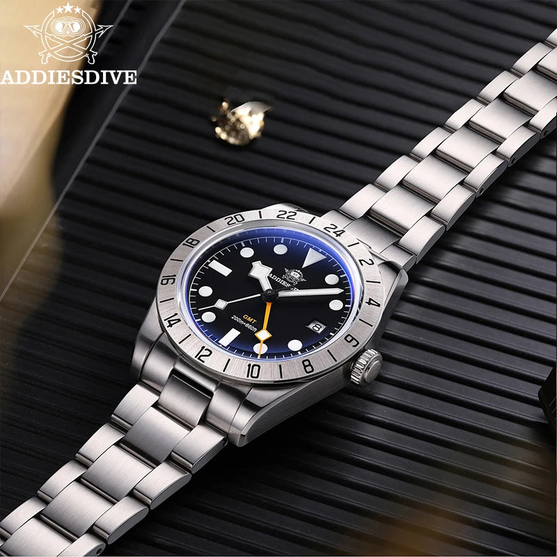 Herren GMT Luxus-Quarzuhr 200m Edelstahl BGW9 Super Leuchtzeiger