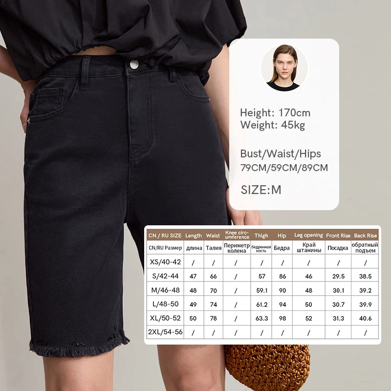 Damen Denim Shorts im minimalistischen Casual-Stil mit Zipper und Loch-Dekoration