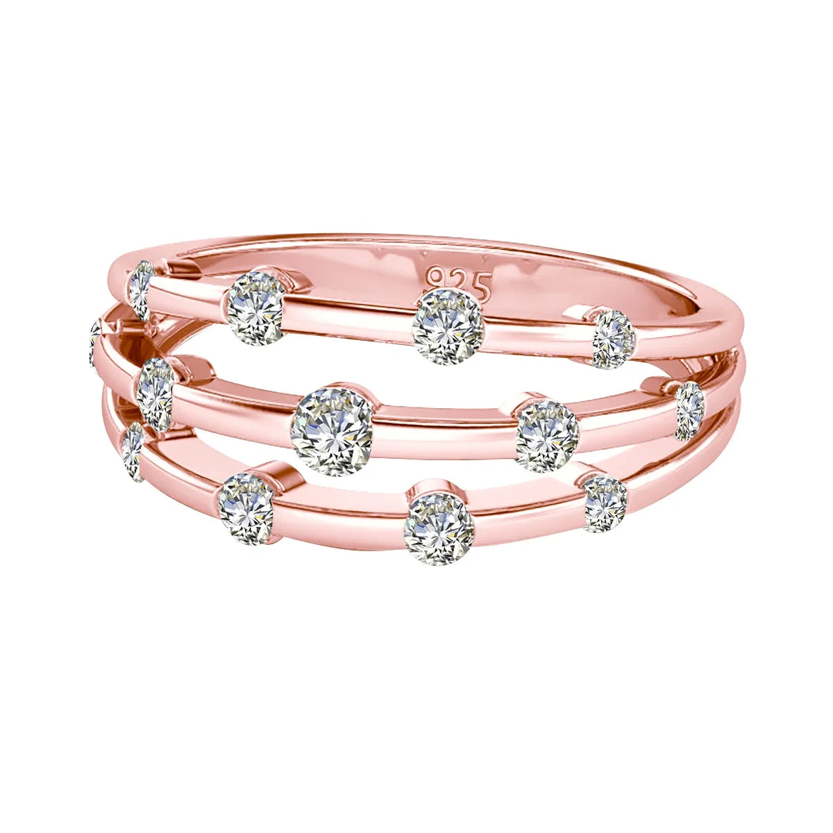 Damen-Ring aus Moissanit, 925er Sterling-Silber, Ewigkeitsband, Zertifiziertes Schmuckstück