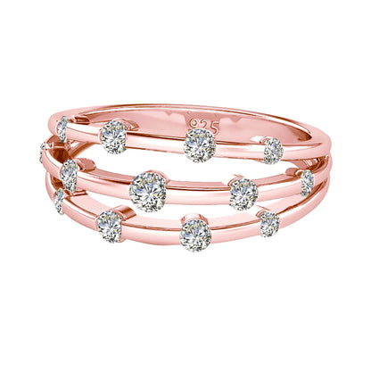 Damen-Ring aus Moissanit, 925er Sterling-Silber, Ewigkeitsband, Zertifiziertes Schmuckstück