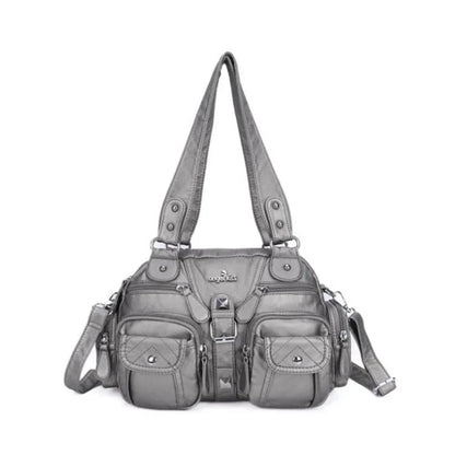 Damen-Schultertasche aus PU-Leder in kompakter Bauweise mit Angenehmer Haptik und Mehrfachfächern