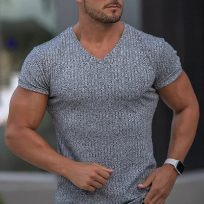 Modisches Herren-Casual-T-Shirt mit Streifen und Rundhalsausschnitt – ideal für den Sommer