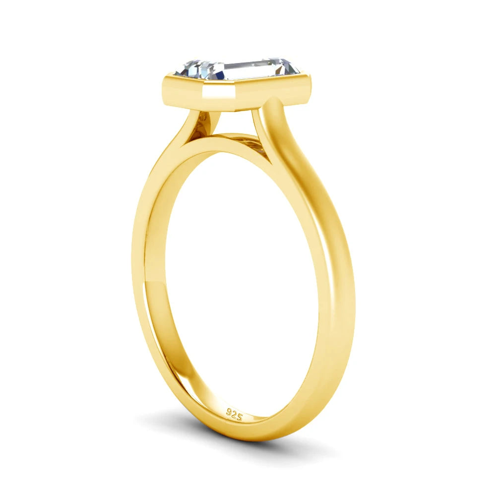 Damen-Ring aus Silber 925 mit Moissanit im Smaragd-Schliff 1 Karat Zertifikat inklusive Echtheitsprüfung