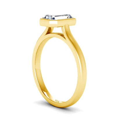 Damen-Ring aus Silber 925 mit Moissanit im Smaragd-Schliff 1 Karat Zertifikat inklusive Echtheitsprüfung
