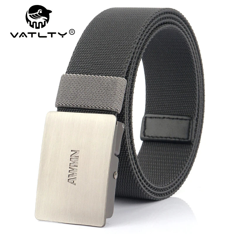 VATLY Silber Stretch-Gürtel Herren 3,8 cm mit Schnellverschluss 105–125 cm