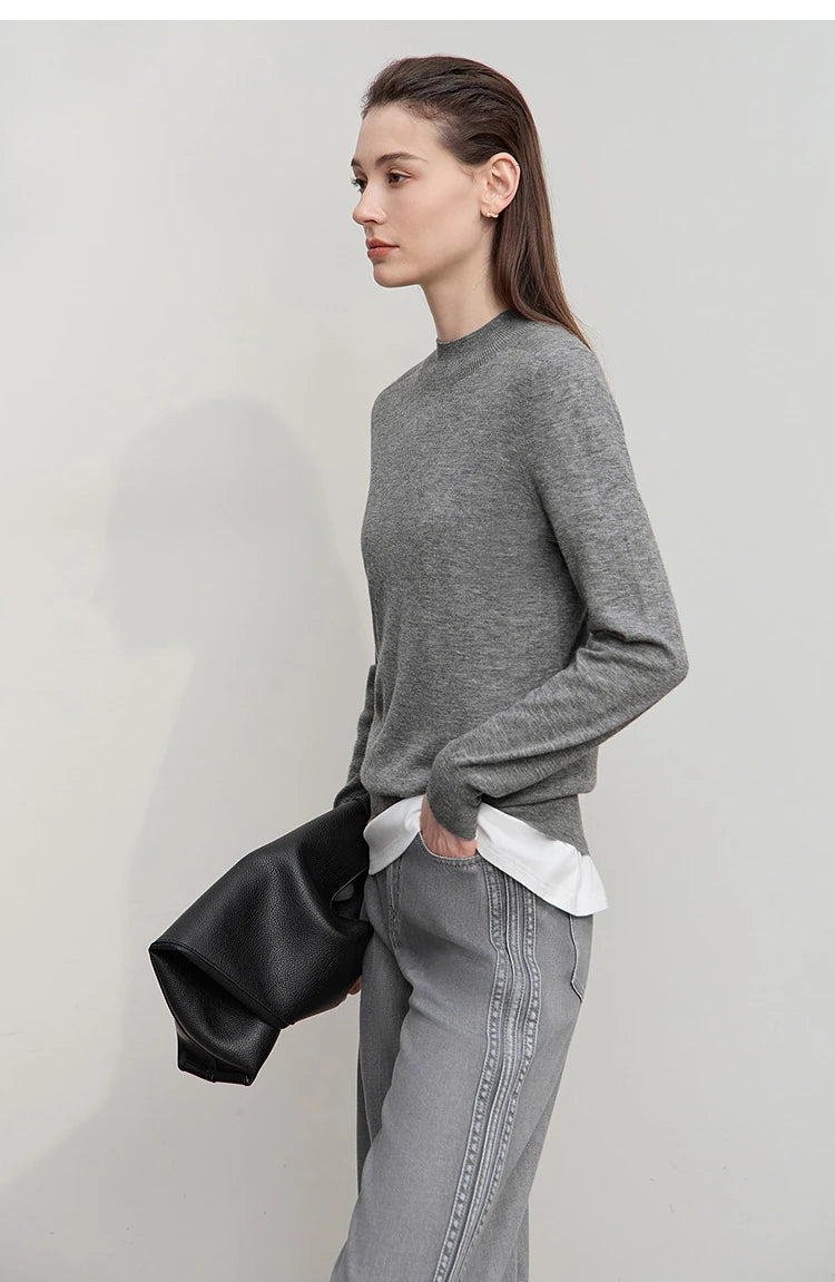 Damen V-Ausschnitt Pullover 100 % Wolle Basic Herbst-Winter