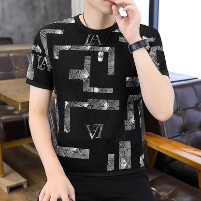 Herren T-Shirt aus Eis-Seide mit lässigem Rundhalsausschnitt für den Sommer