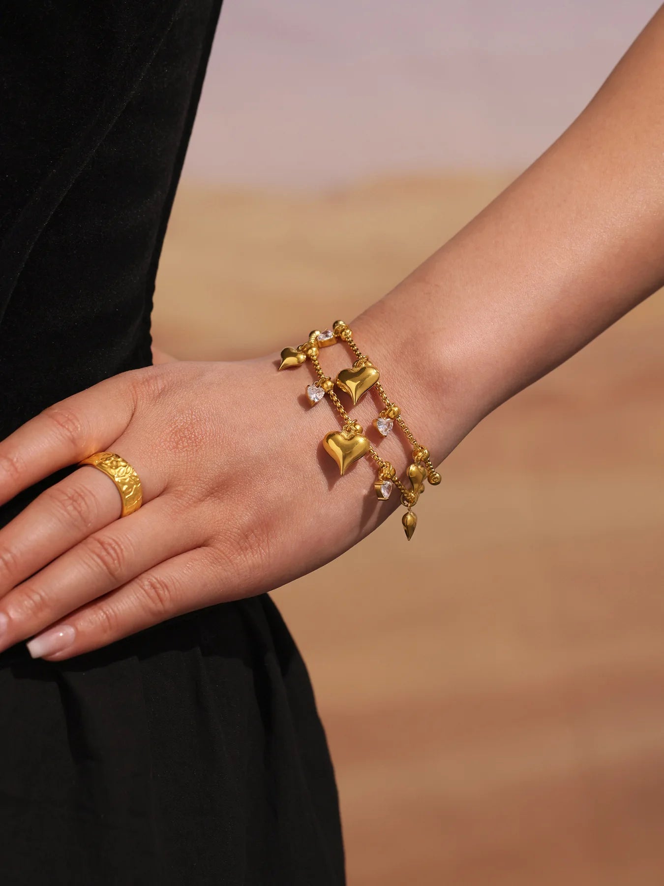 Damen-Armband mit Herz-Zirkonia aus Edelstahl