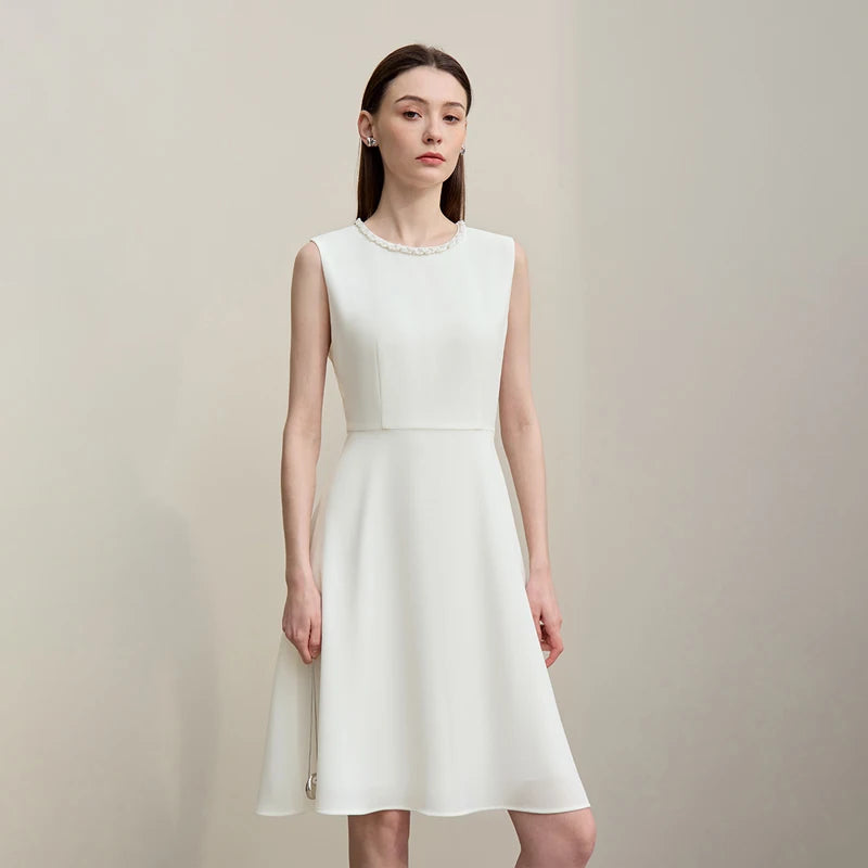 Elegantes Tailliert Midi Kleid Damen Sommer Ärmellos