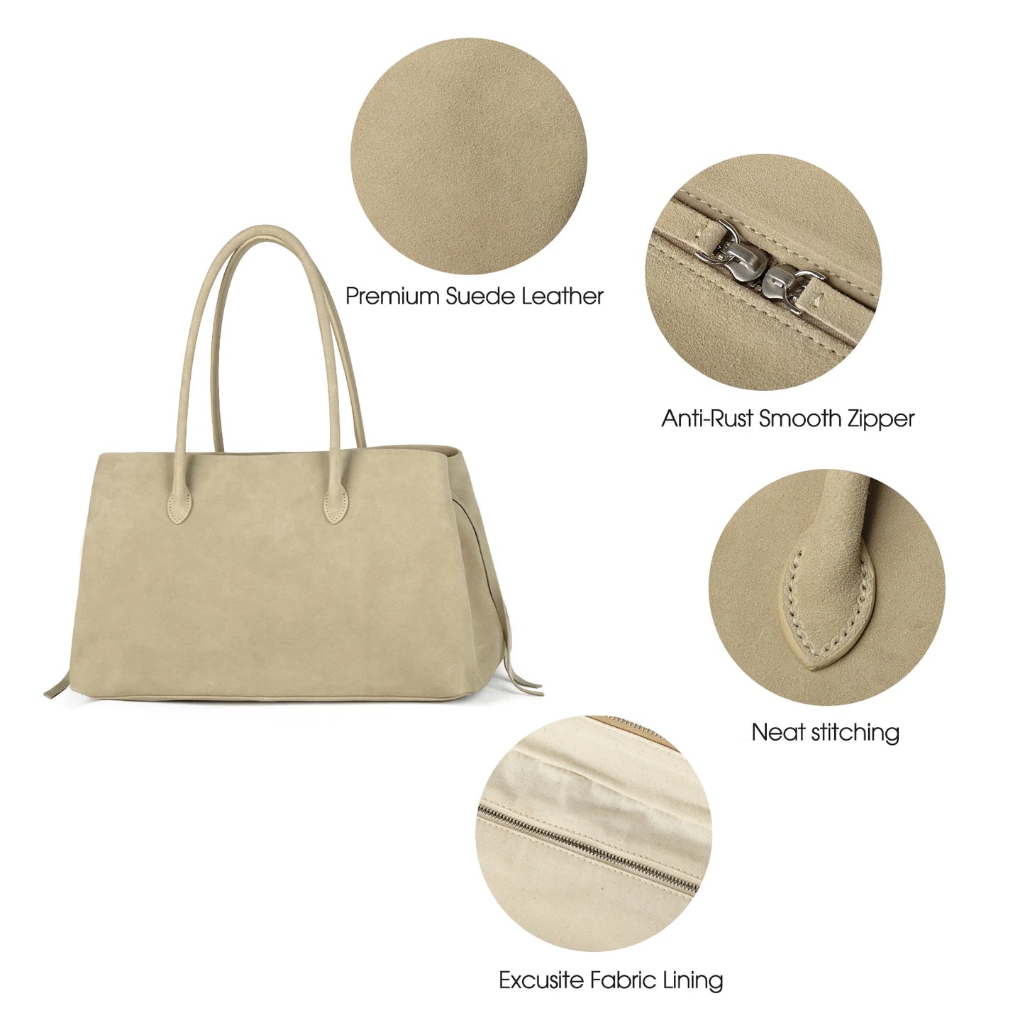 Wildleder-Tote | Große Damen-Handtasche Zum Pendeln