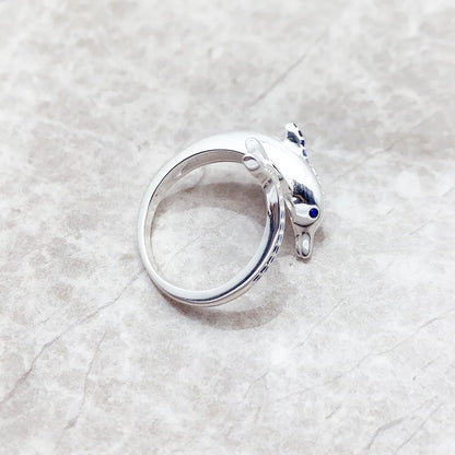 Damen-Ring Delphin mit blauen Zirkonia-Steinen aus Sterlingsilber