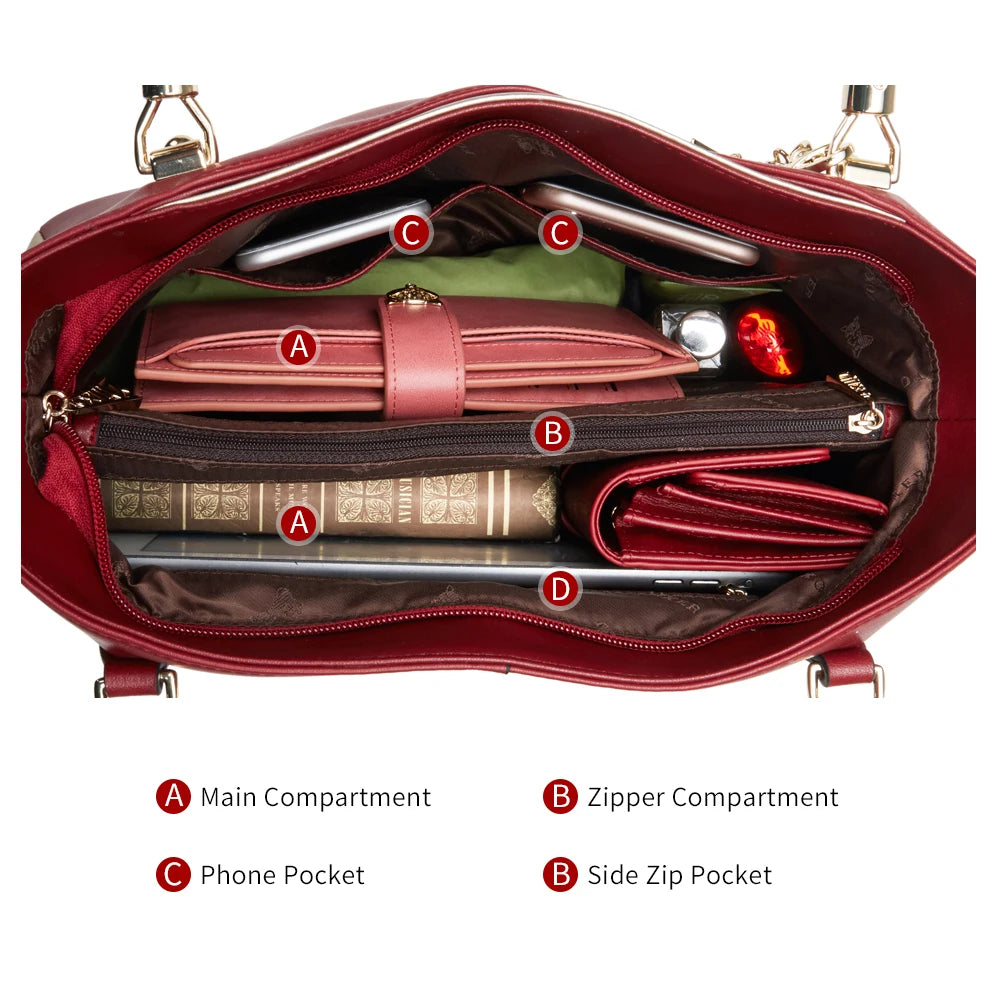 Damen Schultertasche aus Rindleder Crossbody-Tasche Luxuriöse Handtasche