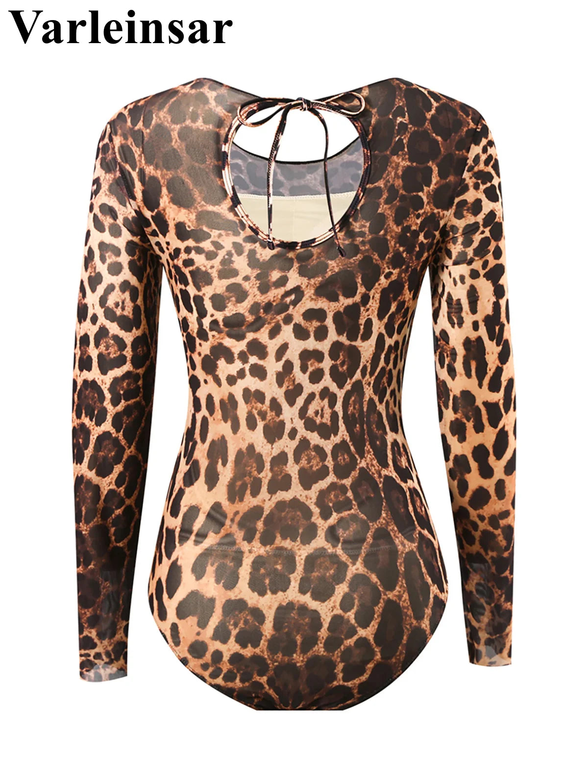 Damen-Badeanzug Leopard Langarm Shorts Set gepolstert einteilig