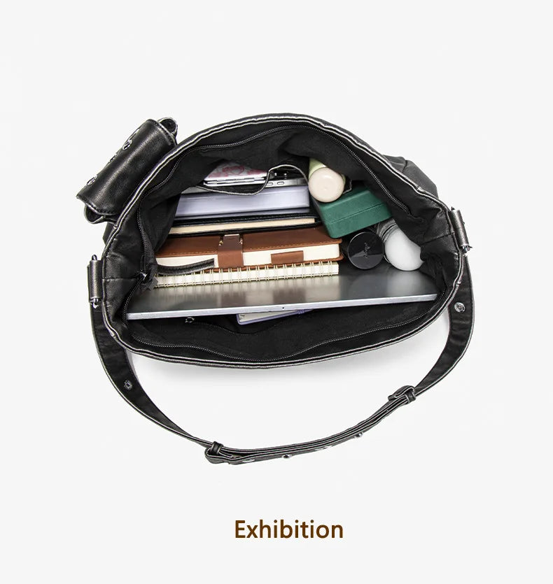 Damen-Schultertasche Vielseitig Geeignet für Alltag in stilvoller Form aus weichem Leder
