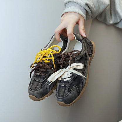 AIYUQI frauen Turnschuhe 2025, Neue Nicht-slip Deutsch Training Schuhe Für Frauen Flache Große-größe Echtes Leder Laufschuhe weibliche Schuhe