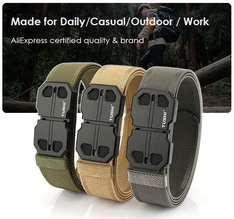 Herren-Gürtel 34mm Breite Mit Magnetverschluss Aus Nylon Für Alltag Und Freizeit Robust
