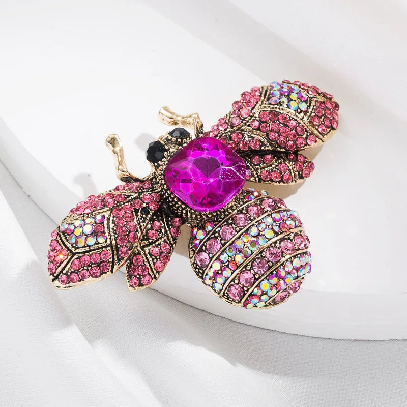 Brosche Biene Kristall Strass Groß Metall Vintage Luxus Anzug Damen