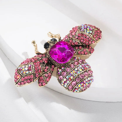 Brosche Biene Kristall Strass Groß Metall Vintage Luxus Anzug Damen