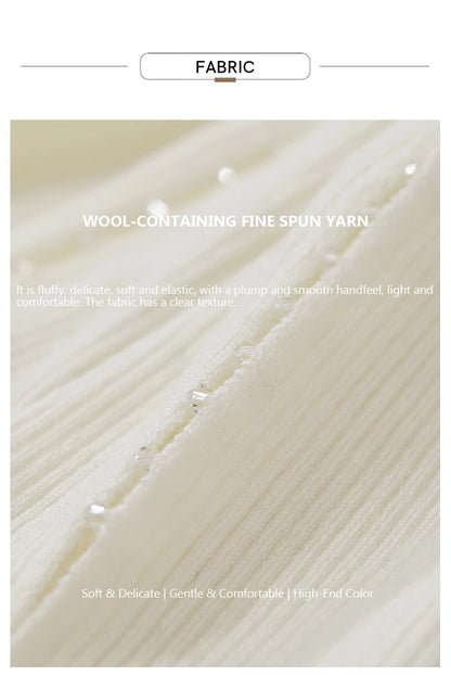 AMII Damenpullover, Detailaufnahme des Stricks: wollehaltiges Garn