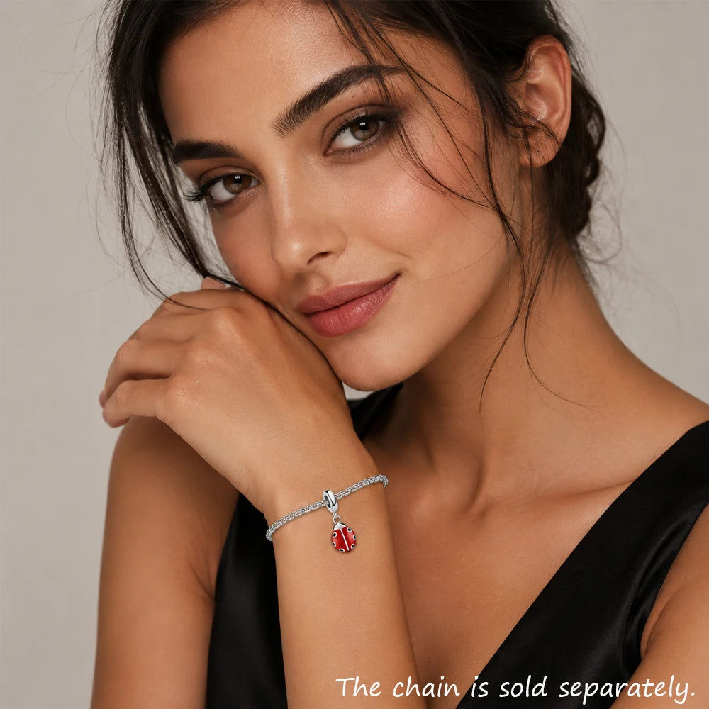 Damen-Charm-Anhänger Marienkäfer rot süß Glück aus Sterlingsilber