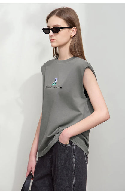 Damen T-Shirt mit Rundhalsausschnitt und besticktem lockeren Design für den Sommer