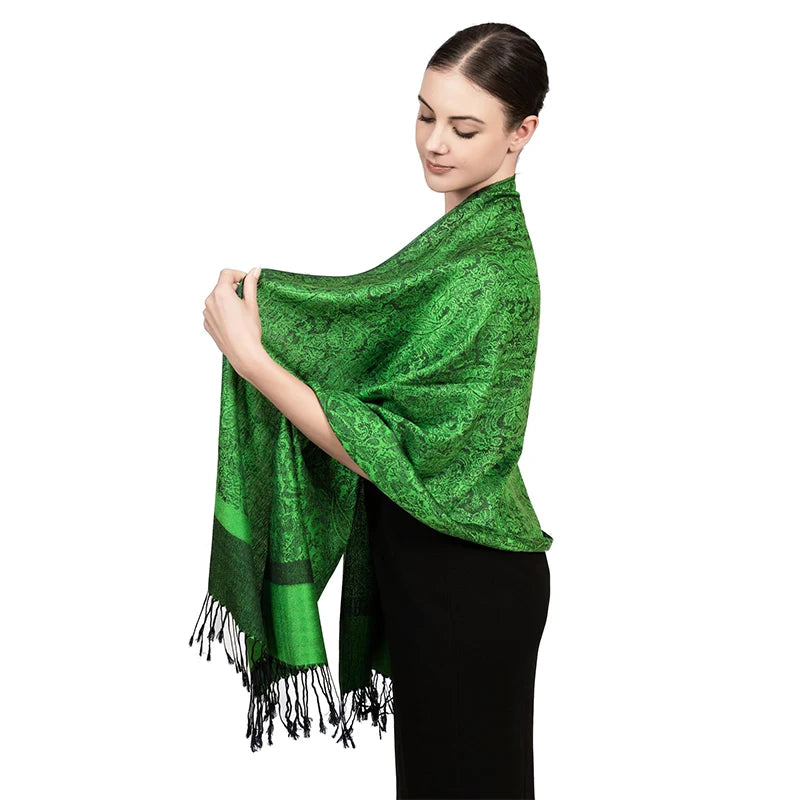 Damen Jacquard Schal ethnisch Kaschmir dick weich Halstuch Bandana Outdoor