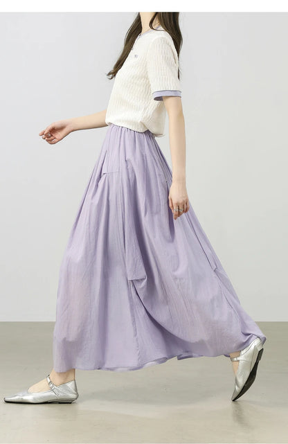 Damen Midirock im eleganten A-Linien Stil mit Falten für den Sommer