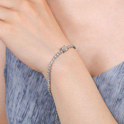 Damen-Tennisarmband Princess Cut mit Moissanit